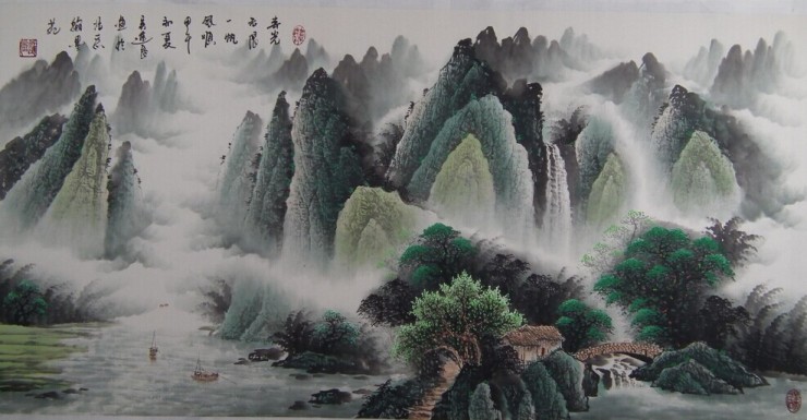 图:著名国画家吴进良山水画