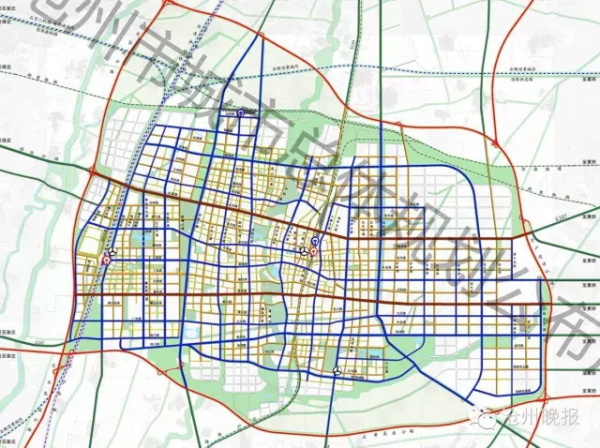 沧州市城市总体规划中关于城市道路网络的规划是这样的:按照