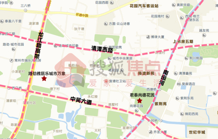 常州市教科院附属中学位于陈渡南路东侧,清潭西路南侧,车厂路西侧