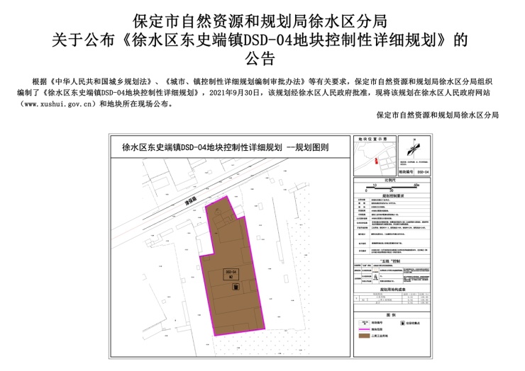 徐水公示安肃镇等城市规划区外6个地块控制性详细规划