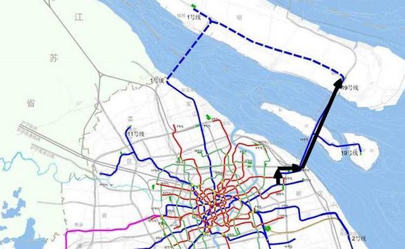 崇明线的规划走向大约是下面的情况 轨交线横穿长兴岛全境 地铁的出现