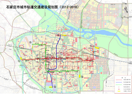 石家庄市城市轨道交通建设规划图(图片来源:石家庄市政府网)