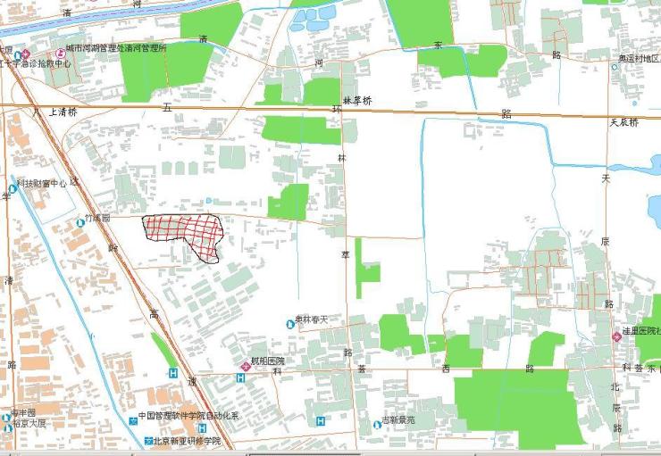 图片:从2004北京电子地图上截取的融域的位置