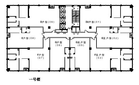 戶型:嘉業大廈二期1號樓樓層平面圖戶型