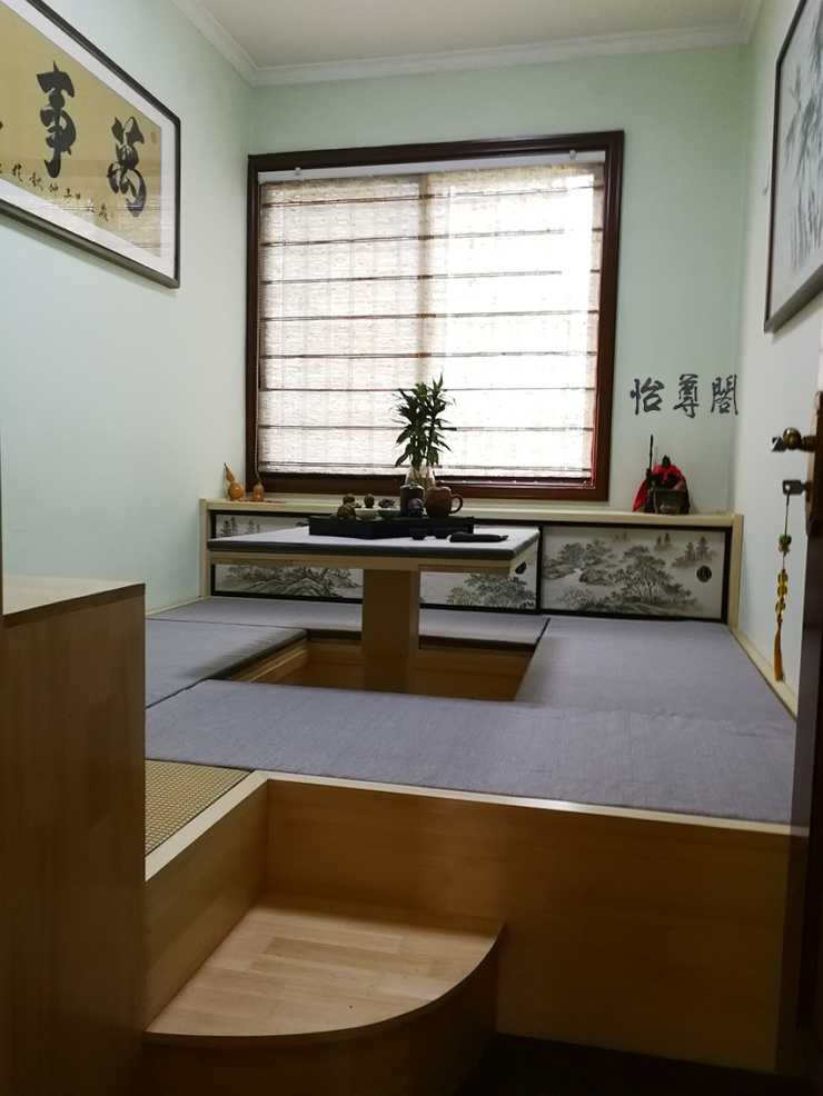 西安书房榻榻米案例~5.7㎡~23000元~扇形踏步