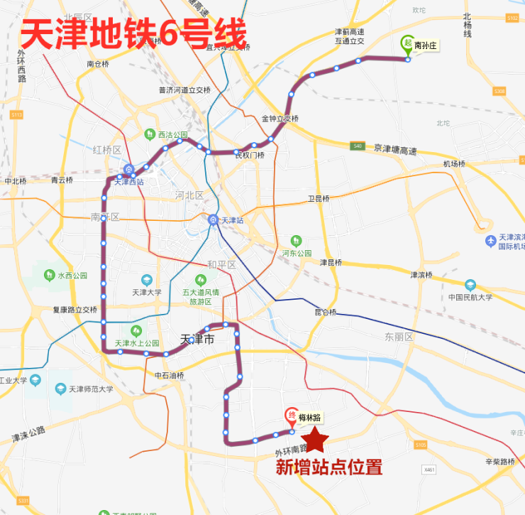 天津地铁6号线规划图图片