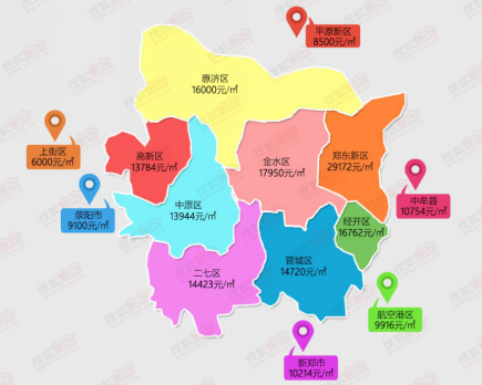 8月郑州最新房价地图 主城均价超1.5万元\/㎡-郑