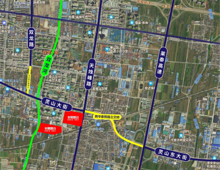 泰安灵山大街东段跨辛泰铁路立交桥即将通车泰山区光明智谷