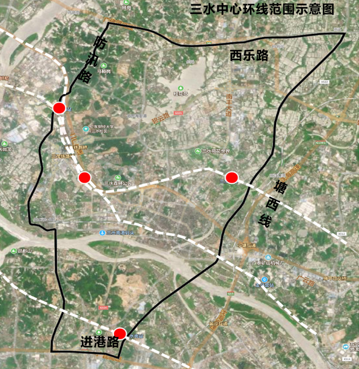 三水中心环线(东至塘西大道三期并新建三桥接驳南岸,北至西乐路,西至
