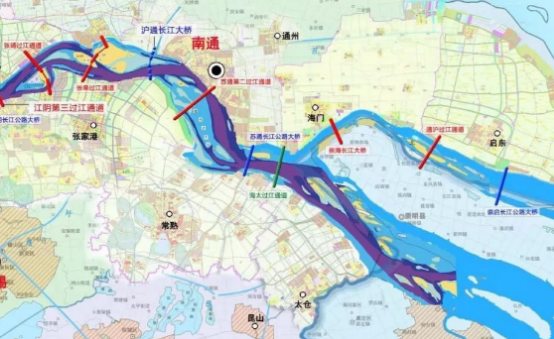 "海太过江通道"和"崇海过江通道"将分别位于海门城区的东西两侧.