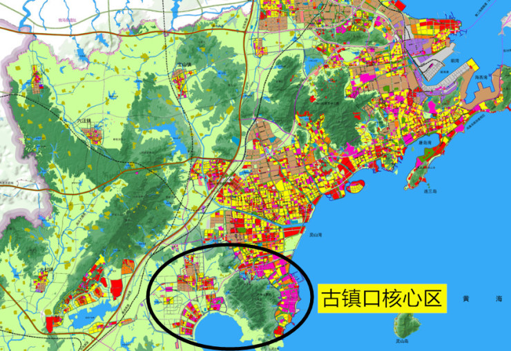 《青岛西海岸新区总体规划(2018-2035年)》土地利用规划图来看,古镇口