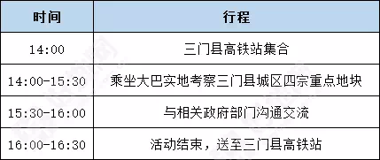 集合地點:三門縣高鐵站 活動行程安排