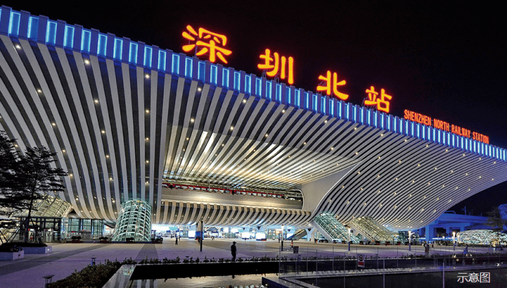 通过4号线深圳北站向南抵达福田中心区,或直接换乘地铁5号线到南山