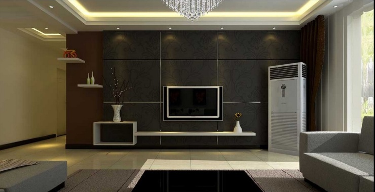 客厅暗色调电视墙该如何设计