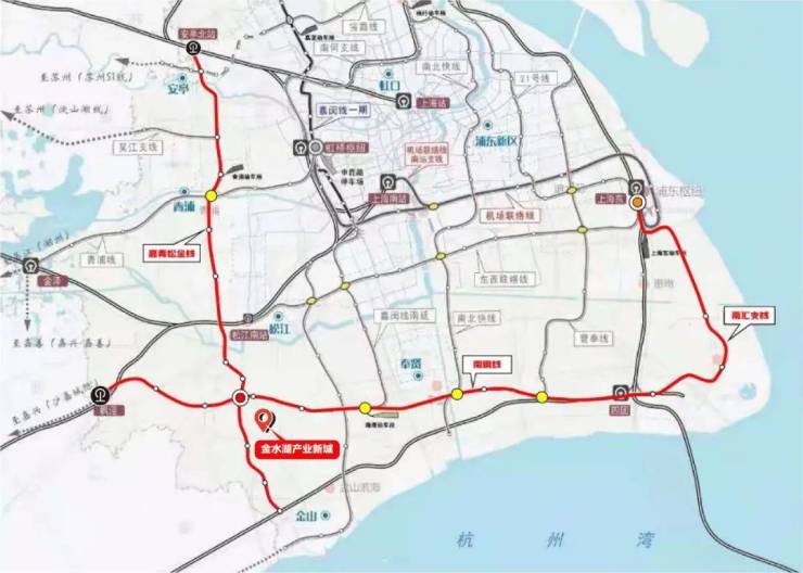 来源浦东发布,线路,站点以实际落地为准所以,金山,金水湖新城的未来是