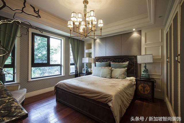 长春吉粮康郡别墅旧房改造法式风格装修实景图|智