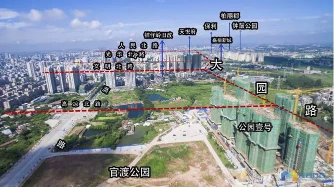 路通即财通,看看整条大园路一条路真的能改变一个城市的格局项目配套