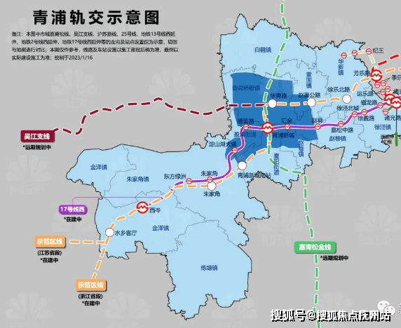 未来在此可同站换乘上海示范区线(在建),嘉青松金线(规划),轨交17号线