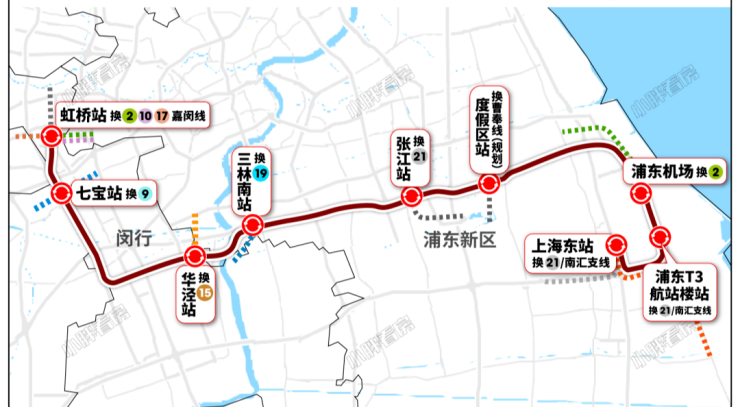 浦东两座机场,以及上海虹桥火车站,上海南站,上海东站三座火车站之间