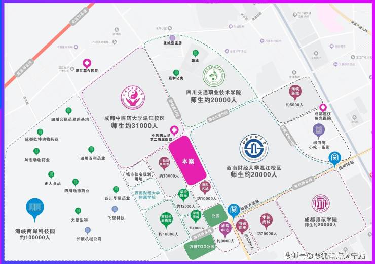 写字楼,公园广场于一体,受西南财大,中医大,交通职业学院三大高校环抱