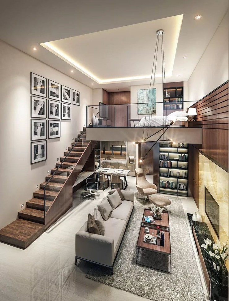 25款挑高客厅设计案例,单身公寓装修参考!