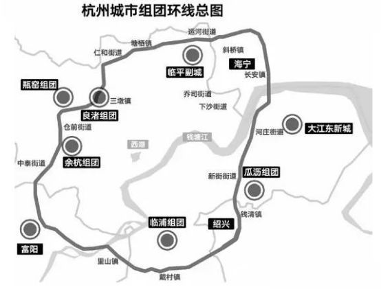 还连接了嘉兴海宁,桐乡,绍兴柯桥都市圈城市与"一绕"即现有杭州绕城